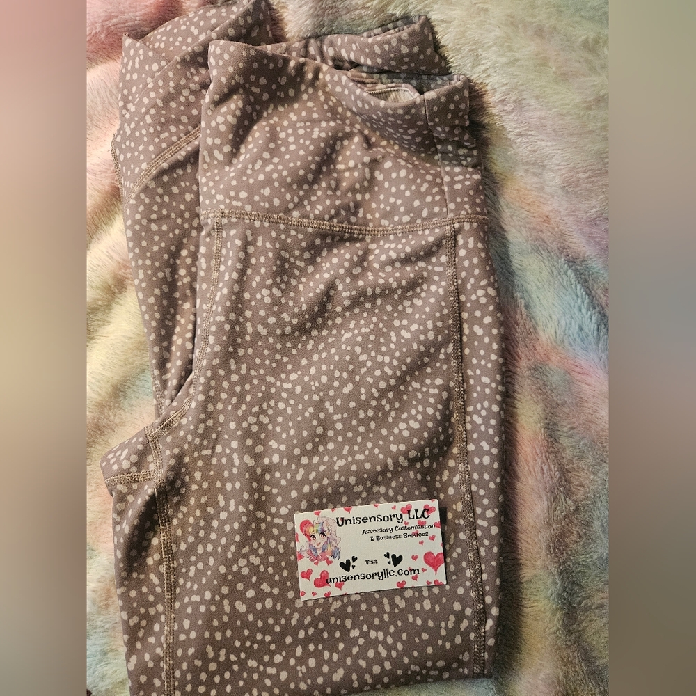 Rbx Women's Taupe Active Leggings With White Dots Size Large
